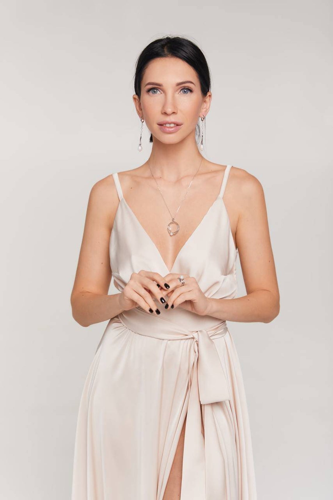 On Trend Women's Silk Wrap Maxi Dresses ...